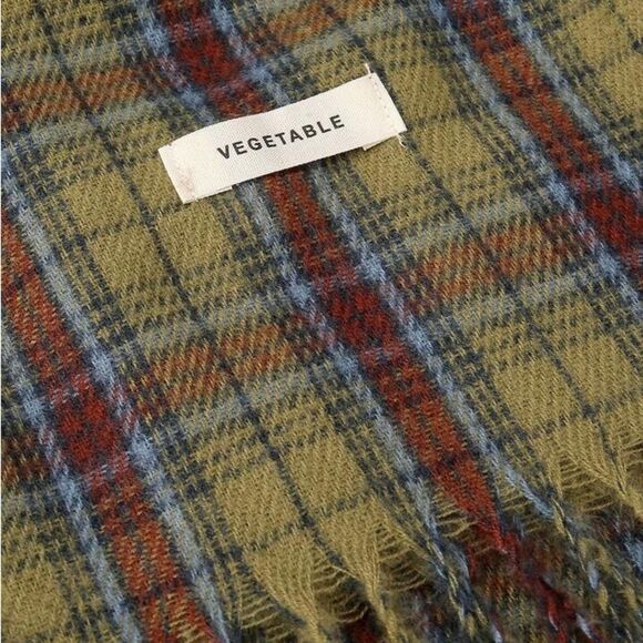 Plaid Scarf in Green and Brown - Picture 2 of 4